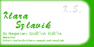 klara szlavik business card